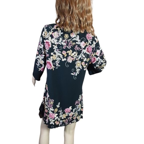 JM COLLECTION DRESS Lushly Embroidered Boho Mini Tunic Oversized‎ - Picture 8 of 13